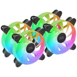 Mars Gaming MF-4A Kit 4x Ventiladores 120mm ARGB Rainbow Doble Conector 5V 3pin Negro