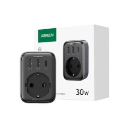 Cargador Ugreen 90613 30W Negro 2xUSB-A 1xUSB-C Enchufe Inteligente
