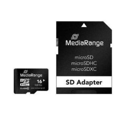 Memoria flash Mediarange MR958 16GB MicroSDHC Clase 10 con adaptador SD