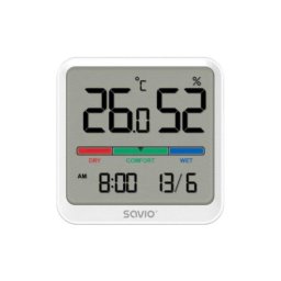 Sensor de temperatura y humedad Savio CT-01/W pantalla LCD magnético blanco