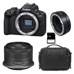 Cámara Mirrorless Canon EOS R50 24.2MP 4K UHD RF-S 18-45mm WiFi + Bolsa + SD 8GB + Adaptador