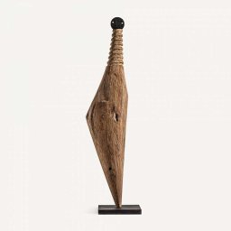 Figura Madera Rustica Abstracta Cabeza Metal Serie Abstra