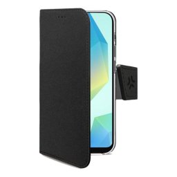 Funda para móvil Celly WALLY tipo cartera polipiel negra con soporte y tarjetero para Samsung Galaxy A17