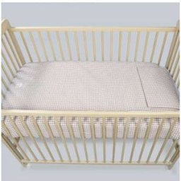 Set Vestidura cuna edredón+ Bajera + Almohada Cuadro Vichy Moka col.
