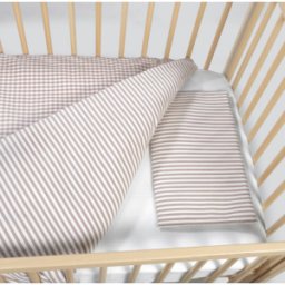 Set Vestidura cuna edredón+ Bajera + Almohada Rayas Moka col.