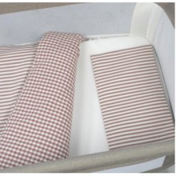 Set Vestidura minicuna edredón+ Bajera + Almohada Rayas Moka col.