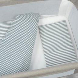 Set Vestidura minicuna edredón+ Bajera + Almohada Rayas Matcha col.