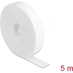 DELOCK 18381 - Cinta de velcro en rollo LA 5 m x AN 20 mm blanco
