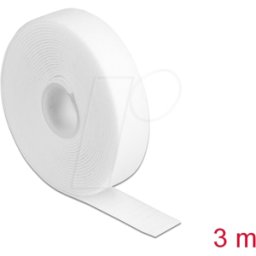 DELOCK 18380 - Cinta de velcro en rollo LA 3 m x AN 20 mm blanco
