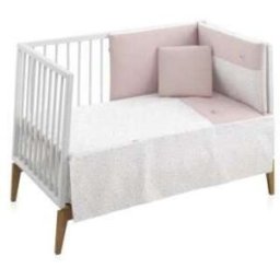 Juego 2 Pcs.Colcha I-V. Cuna 60 Plumeti Rosa 60x120x3cm Cambrass