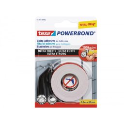 Cinta adhesiva tesa doble cara ultra strong extrafuerte para interior y exterior 1,5m x19mm