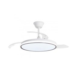 Lampara Ventilador de Techo Blanco Aro Madera Oscura Dublin