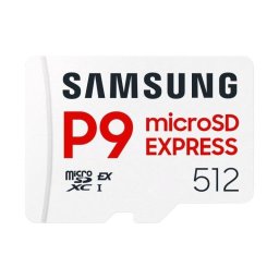 Samsung P9 Express microSD 512GB, velocidad de lectura hasta 800 MB/s, U3, V30, A1, para Nintendo Switch 2, Smartphones, Tablets, GoPRO , Dron DJI, Steam Deck, (MB MK512T)