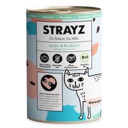 STRAYZ BIO Cat 6 x 400 g - Salmón ecológico y brócoli ecológico
