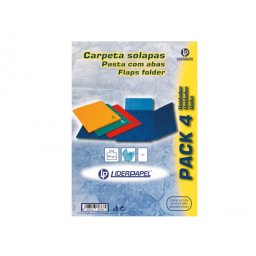 Carpeta liderpapel gomas tres solapas carton simil prespan folio pack de 4 unidades colores surtidos