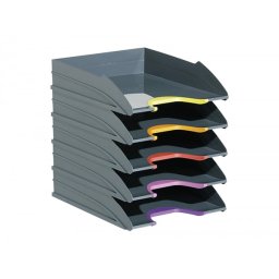 Bandeja sobremesa varicolor tray set durable plastico reciclado blue angel gris 255x55x330 mm pack 5 unidades
