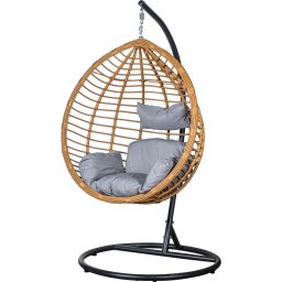 Columpio Jardin Colgante Rattan Sintetico Acero Negro Althaus