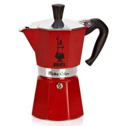 Cafetera Moka Bialetti Moka Express 6 tazas Aluminio Rojo Válvula de seguridad