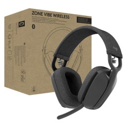Auriculares Logitech Zone Vibe inalámbricos Bluetooth con Cancelación de Ruido, Micrófono y certificación Teams, color grafito