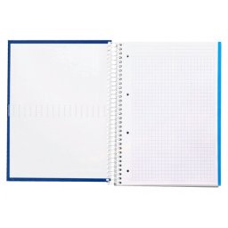 Cuaderno espiral liderpapel a4 micro crafty tapa forrada 120h 90gr cuadro 5mm 5 bandas 4 colores color azul