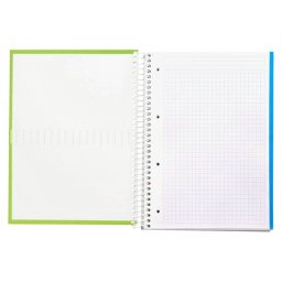 Cuaderno espiral liderpapel a4 micro crafty tapa forrada 120h 90gr cuadro 5mm 5 bandas 4 colores color verde