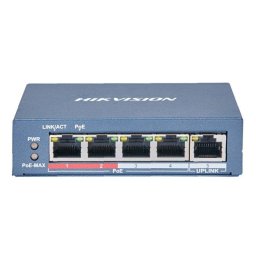 Switch Hikvision DS-3E0105P-E(B) 4 Puertos PoE 1 Uplink Metal Sin Ventilador