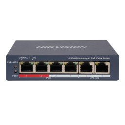 Switch Hikvision DS-3E0106P-E/M(B) 4 puertos PoE 2 uplink 10/100 Mbps metálico