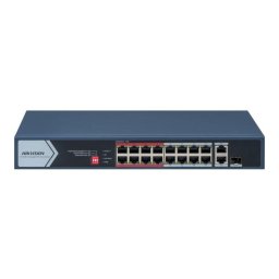 Switch de red Hikvision DS-3E0318P-E/M(C) 16 puertos PoE 10/100 Mbps 2x Gigabit RJ45/SFP montaje en rack