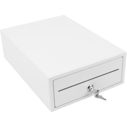Cajón portamonedas Olympia 208 mini blanco compacto con cierre seguro