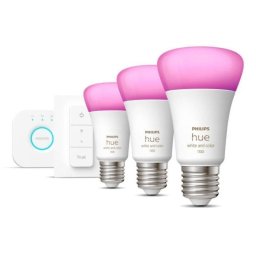 Philips Hue White and Color Ambiance Pack de 2 Bombillas LED Inteligentes E27 9W RGB + Hue Bridge + Interruptor