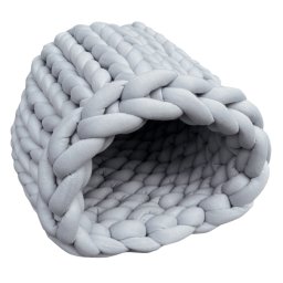 Aumüller Cueva para gatos de punto grueso trenzado - gris