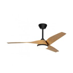 Ventilador Techo Luz Led de 132 Negro Palas Madera Serie Papua