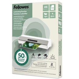 Plastificadora Fellowes 100143441 A6 80 micras brillante 100 hojas recicladas