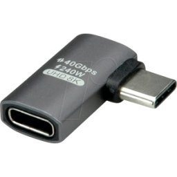 ROLINE 12032932 - Adaptador USB4 C macho > C hembra, 8K, 90°, plano, plata