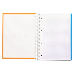 Cuaderno espiral liderpapel a4 micro crafty tapa forrada 120h 90gr cuadro 5mm 5 bandas 4 colores color naranja