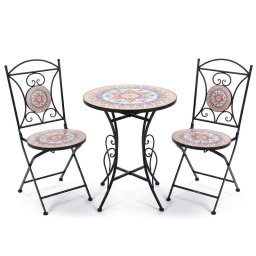Juego de 2 Sillas y Mesa Jardín Tapa Cerámica Floral Audyn