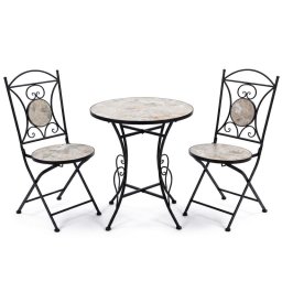 2 Sillas y Mesa Jardín Tapa Decorada Desgastada Serie Audyn