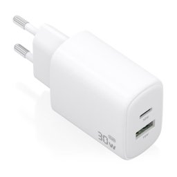 Cargador Aisens A110-0977 GaN 30W USB-C PD3.0 QC4.0 y USB-A QC3.0 Blanco