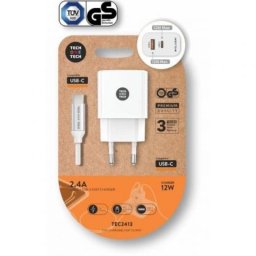 Cargador de pared Tech One Tech TEC2413 12W USB-C USB-A con cable USB-C