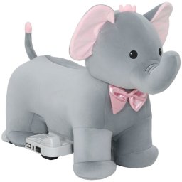 Aiyaplay Elefante Eléctrico Con Música Batería 6v Ruedas Silenciosas Gris