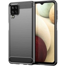 Max Power Digital Funda Fibra de Carbono para Samsung Galaxy A12 Antigolpes Silicona Negra
