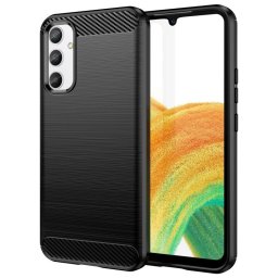 Max Power Digital Funda Fibra de Carbono para Samsung Galaxy A34 5G Antigolpes Silicona Negra