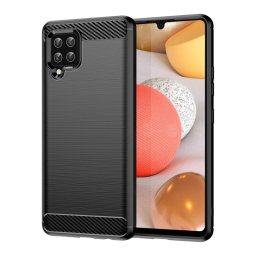 Max Power Digital Funda Fibra de Carbono para Samsung Galaxy A42 5G Antigolpes Silicona Negra
