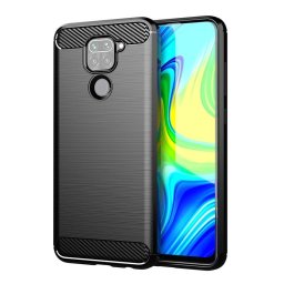 Max Power Digital Funda Fibra De Carbono Para Xiaomi Redmi Note 9 Antigolpes Silicona Negra