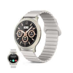 Ksix Core 3 Smartwatch, AMOLED 1.32", Batería 5 Días, IP67, Caja Aleación Zinc Champagne, Correa Silicona Magnética Beige