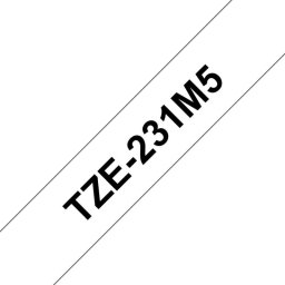 Cinta para rotuladora Brother TZE-231M5 negro sobre blanco 12 mm pack 5 unidades