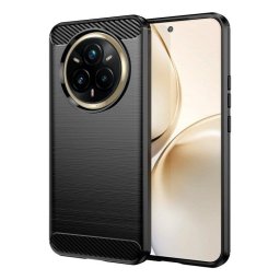 Funda para móvil Max Power Digital Fibra de Carbono Antigolpes Silicona Negra para Realme 14 Pro Plus