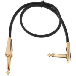 Rockboard Flat Looper/Switch Cable 40 cm Cable negro con carcasas de conector doradas
