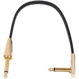 Rockboard Flat Looper/Switch Cable 20 cm Cable negro con carcasas de conector doradas