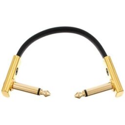 Rockboard Flat Patch Cable Gold 10 cm Negro con carcasa de conectores dorada